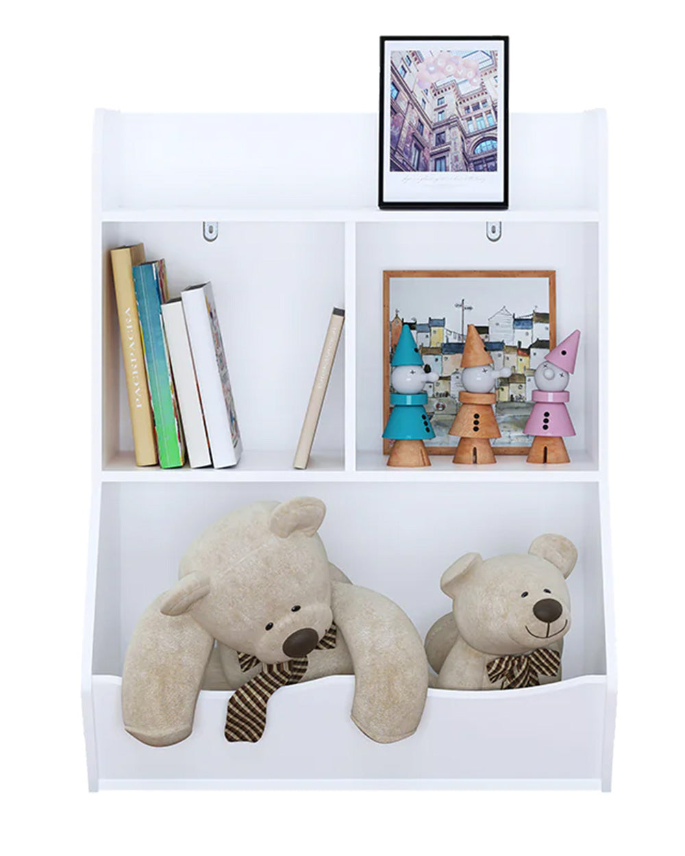 4 Cubby Bookcase Toy Storage White