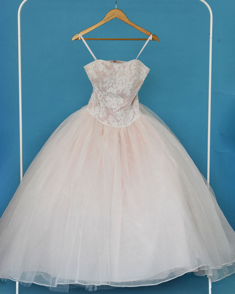 Pink white wedding dress best sale