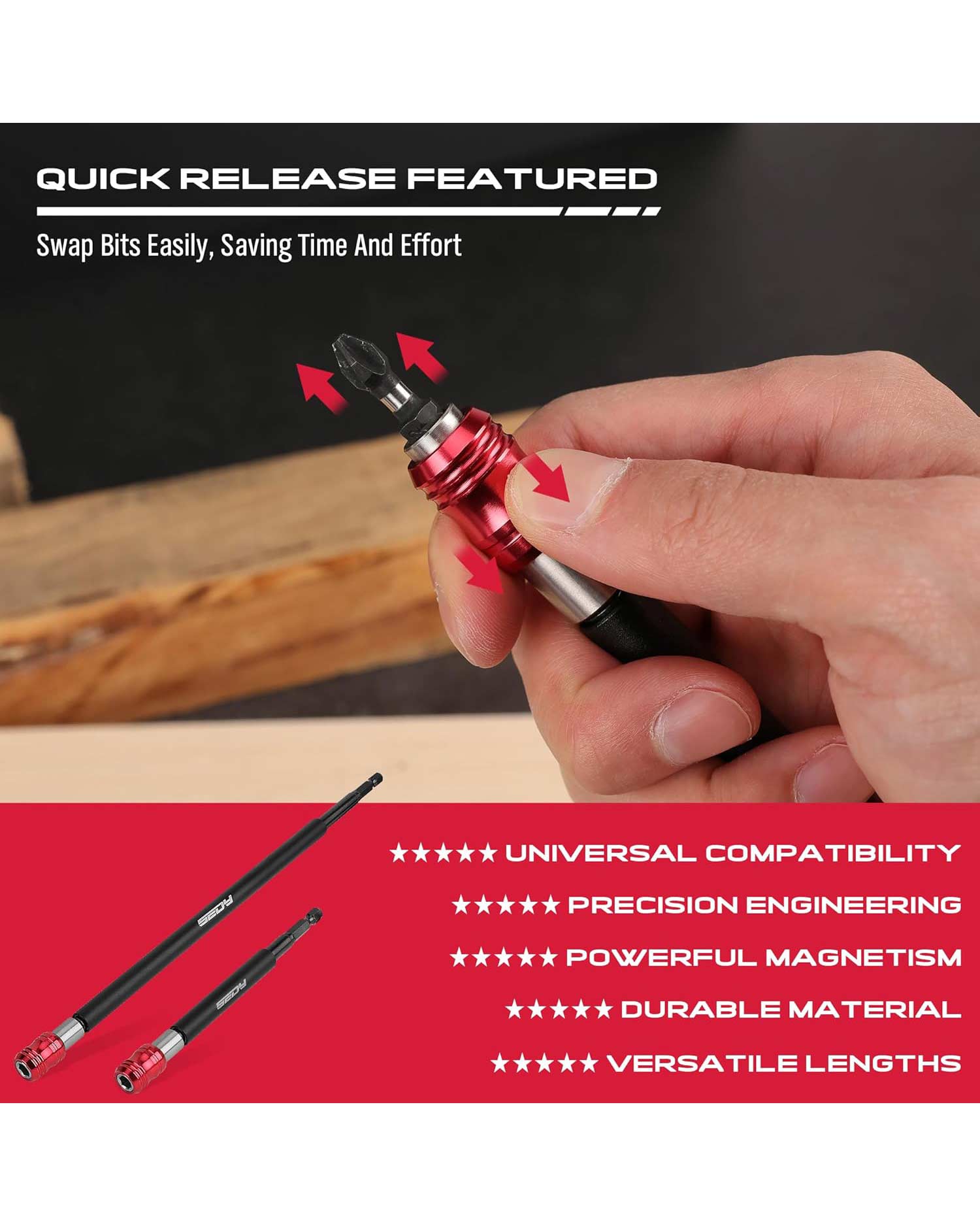 Extra Long Magnetic Screwdriver Bit Holders 2-Piece 6"12"