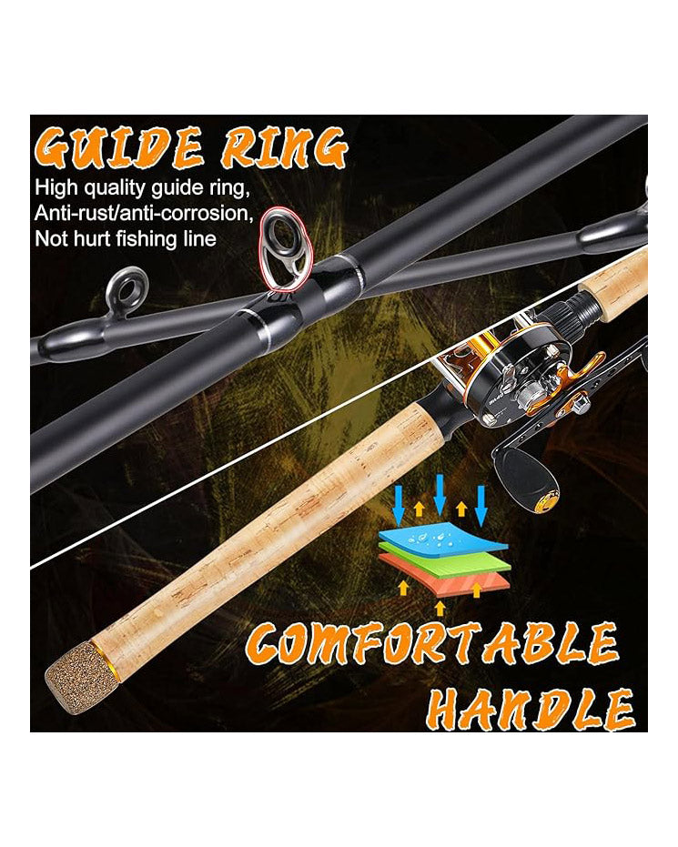 7’ Fishing Rod Reel Casting Combo Round Gold