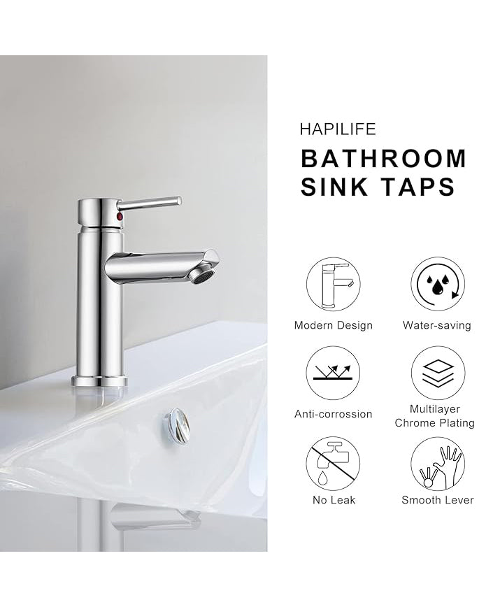 Hapilife Bathroom Sink Mixer Tap Chrome