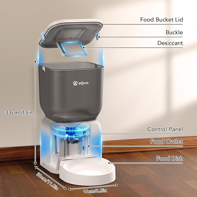 Olfjurk Automatic Dry Food Pet Feeder 4L White