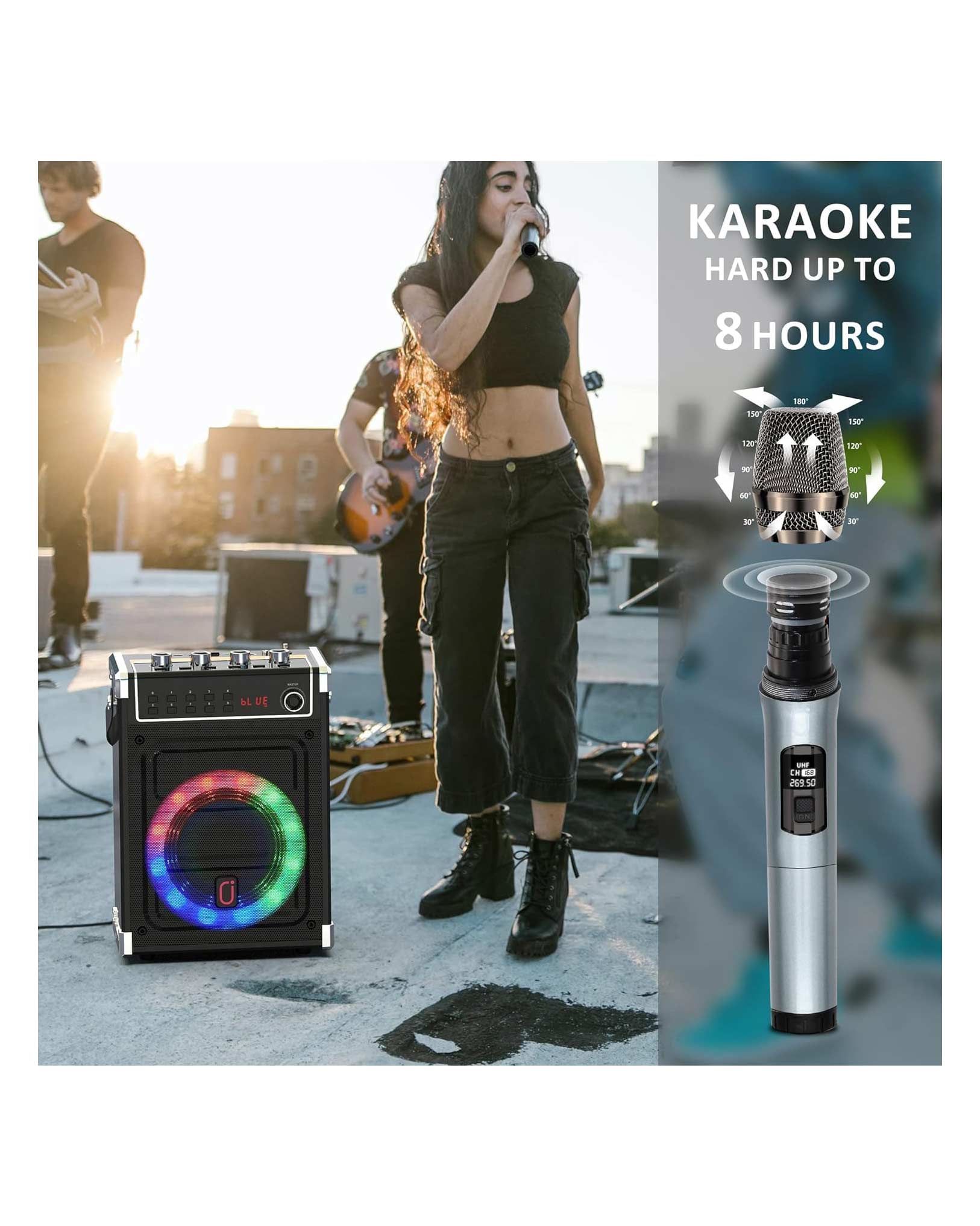 JYX Karaoke Machine with 2 UHF Wireless Microphones
