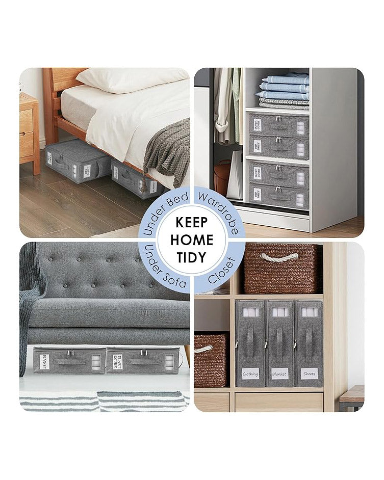 WELTRXE Bedding Storage Bed Sheet Organiser 4 Pack Grey