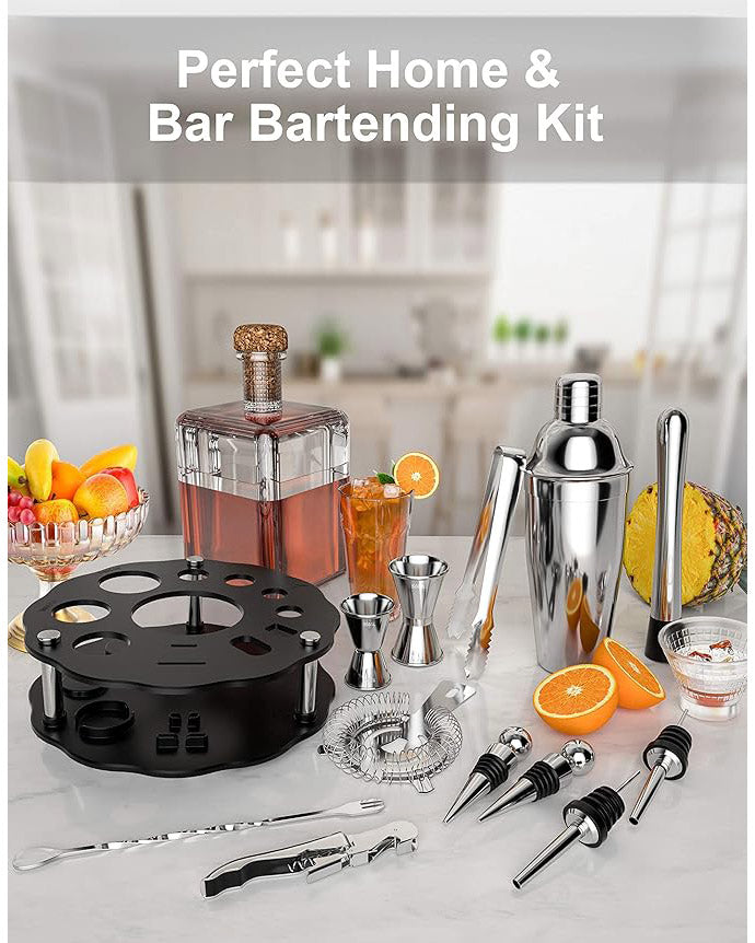 14PCS Cocktail Making Set Rotating Stand Stainless Steel