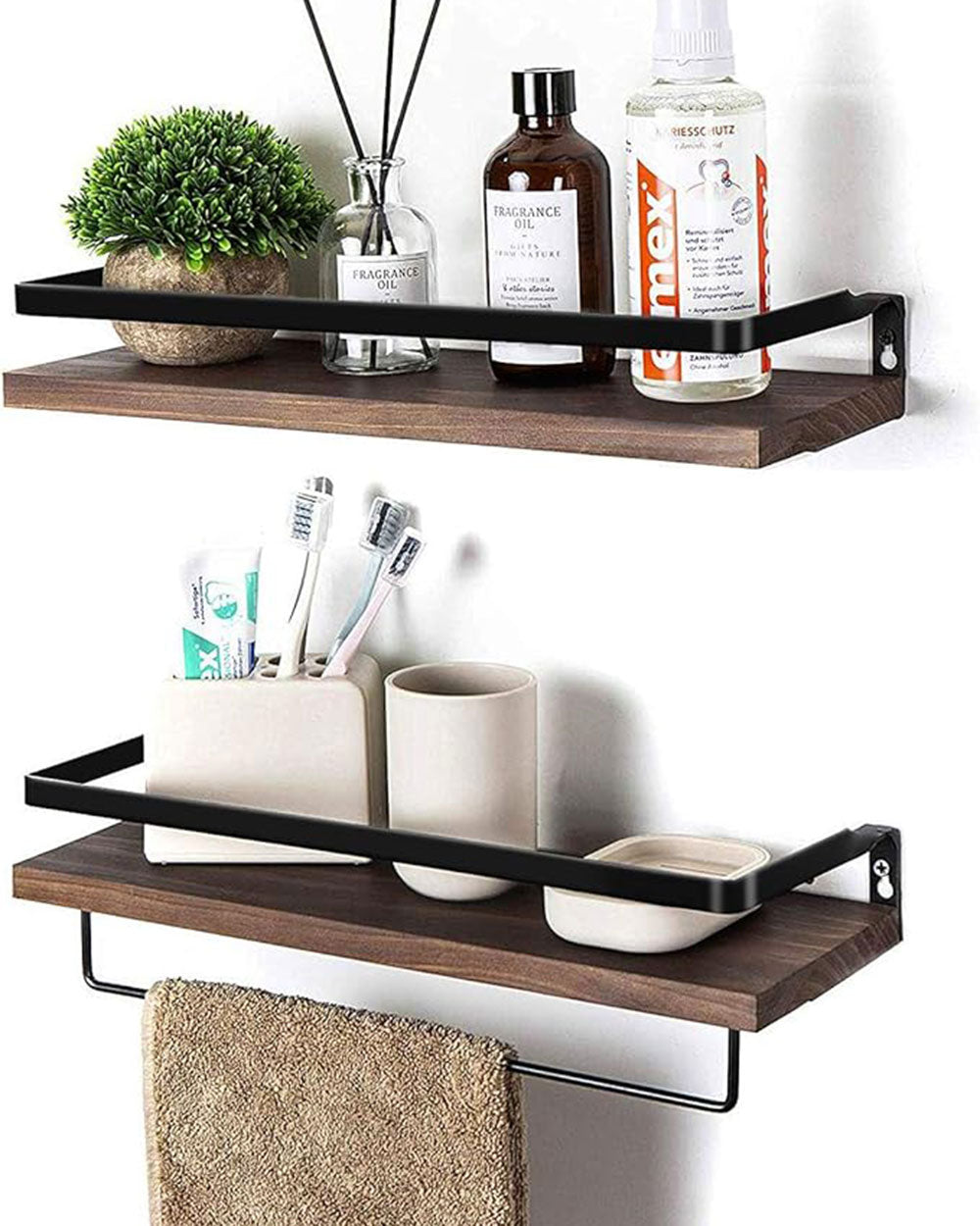 floating shelves on a white back ground suitable for kitchen or bathroom