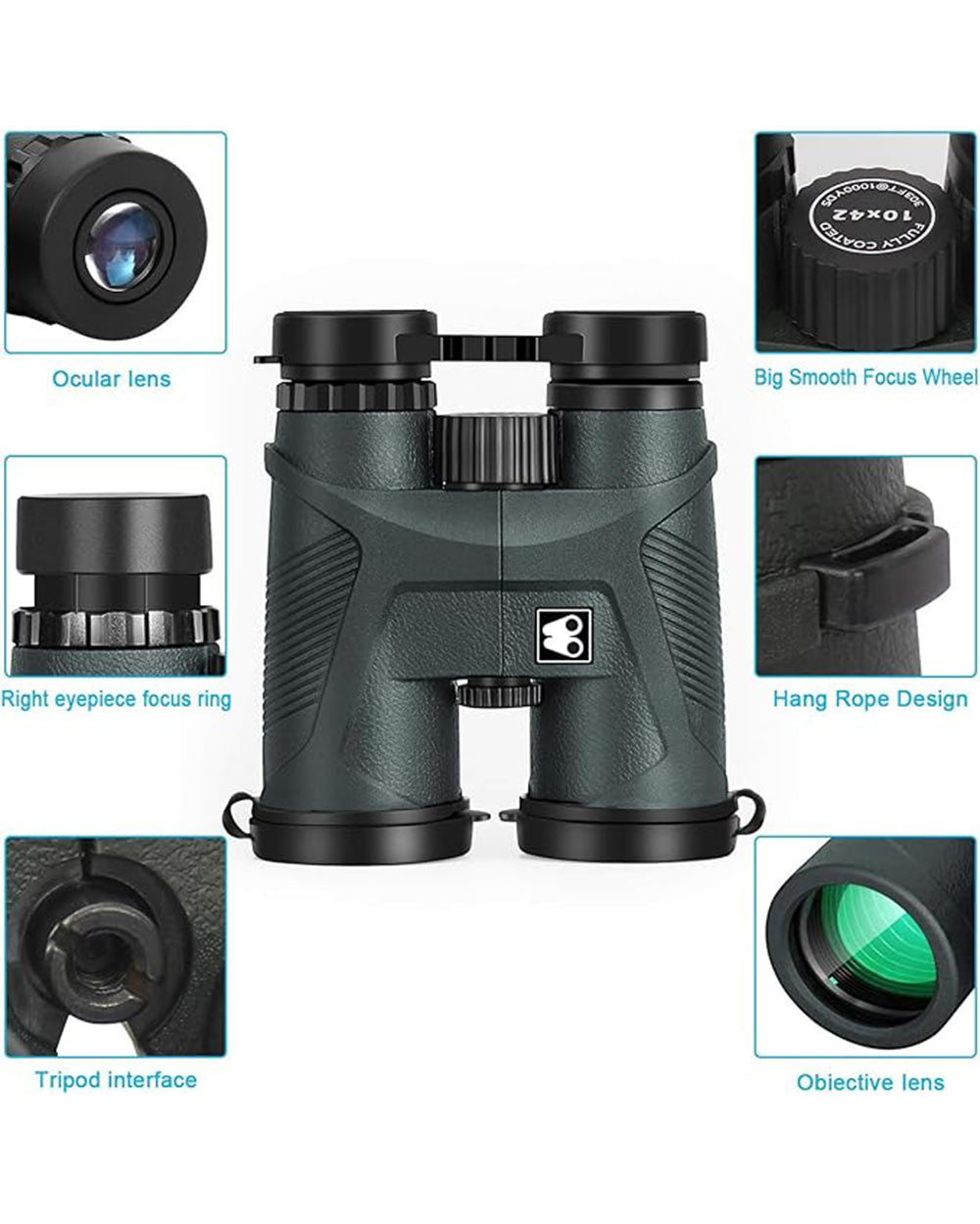 Sarblue 10x42 Binoculars for Adults with Smartphone Adapter