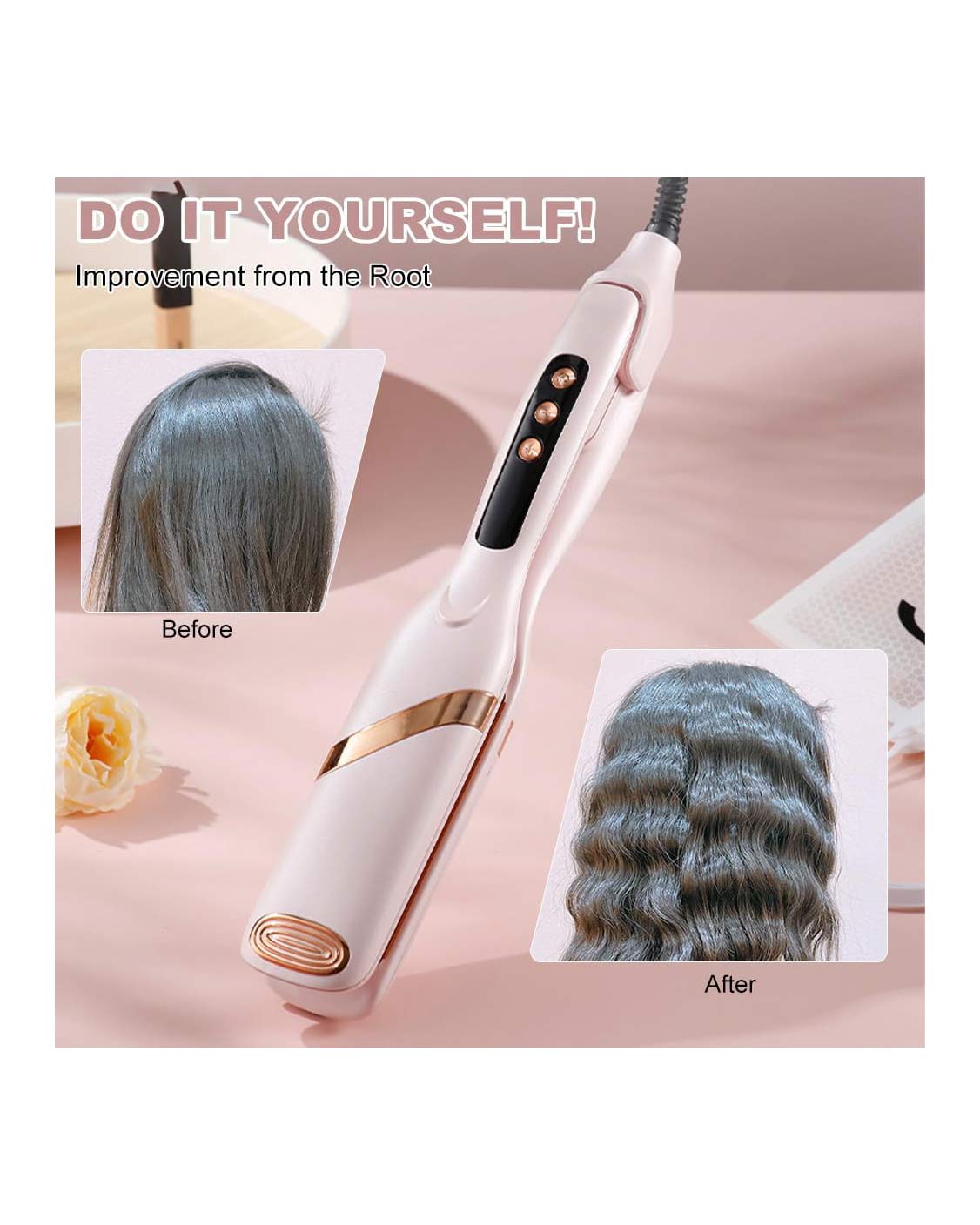 Professional Crimping Iron 32mm Wave Pink