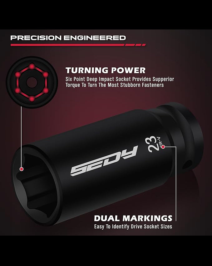 SEDY 29 Piece 1/2" Drive Impact Socket Set 3/8 to 1 inch