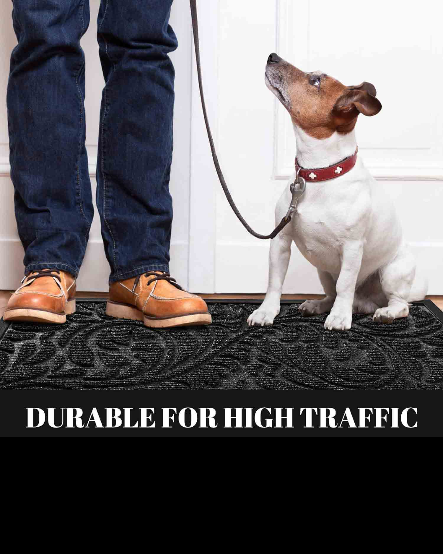 Door Mat Heavy Duty For Home Entrance 92 x 61 cm Black