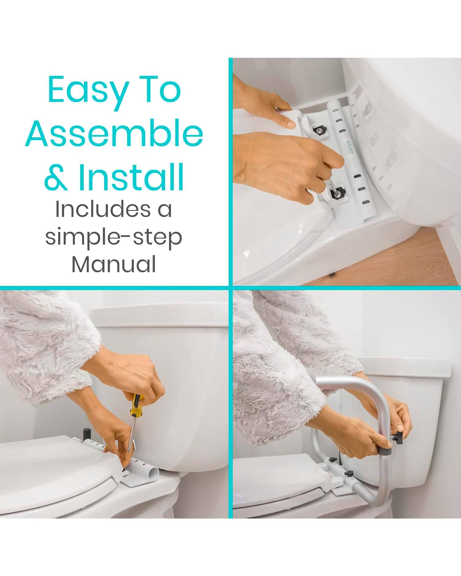 Vive Toilet Rail Bathroom Safety Frame Grab Bar 