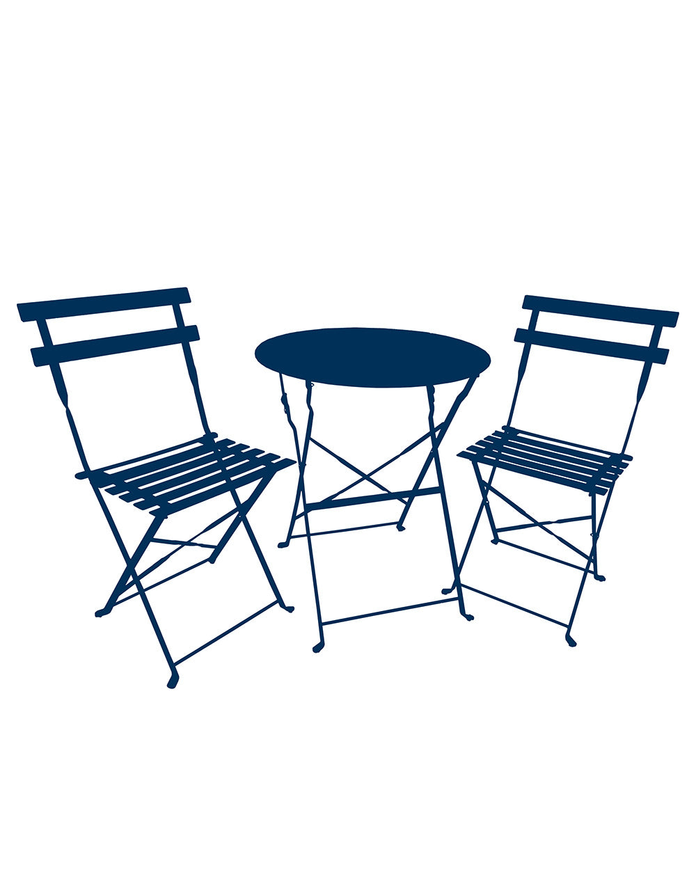 2 Seater Metal Bistro Set Folding Cobalt Blue