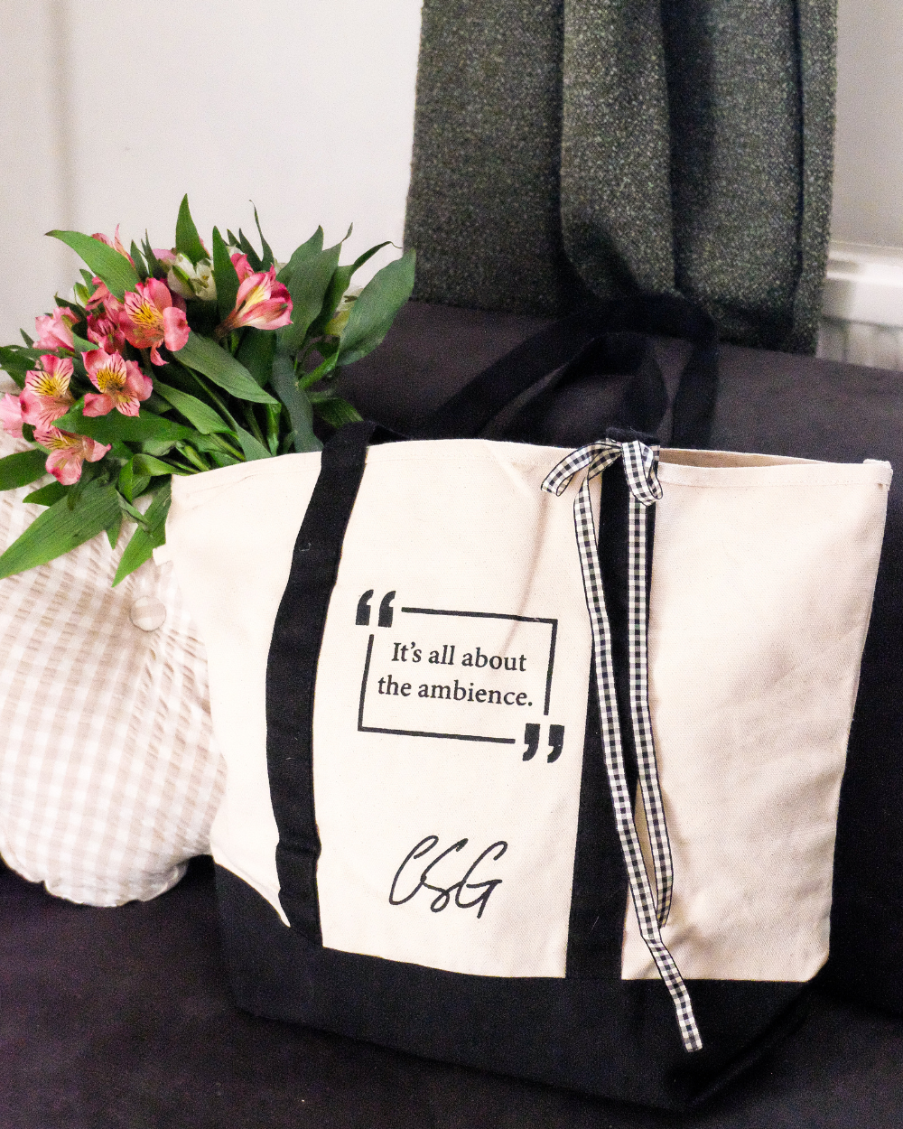 Charity Shop Girl Tote Bag Natural Black 100% Cotton