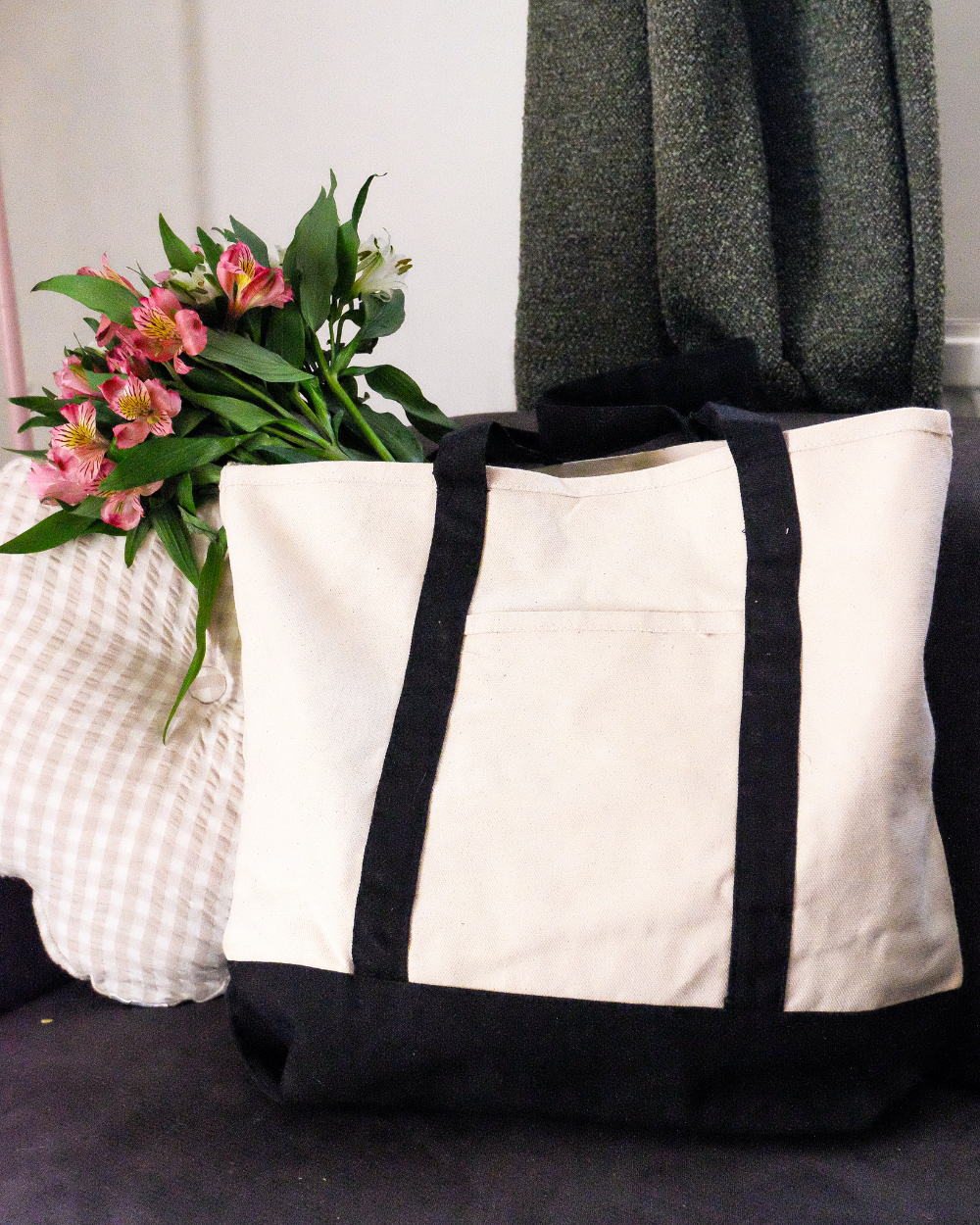 Charity Shop Girl Tote Bag Natural Black 100% Cotton