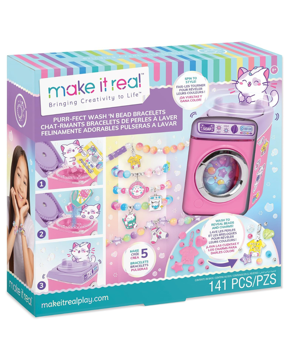 Make It Real Purrfect Wash N Bead DIY Bracelet Making Kit