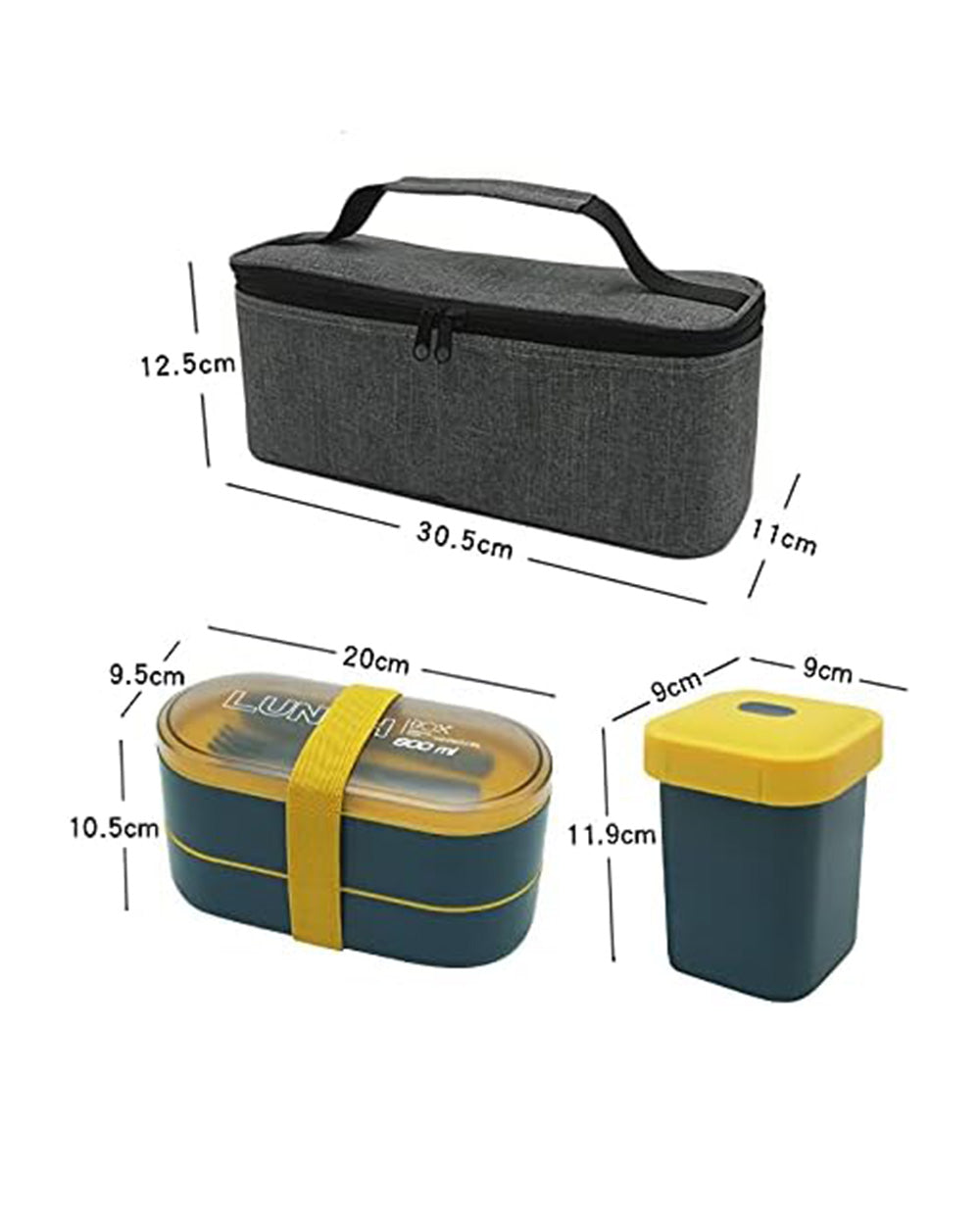 Bento 2 Tier Sealed Lunch Box Dessert Cup And Insulated Bag