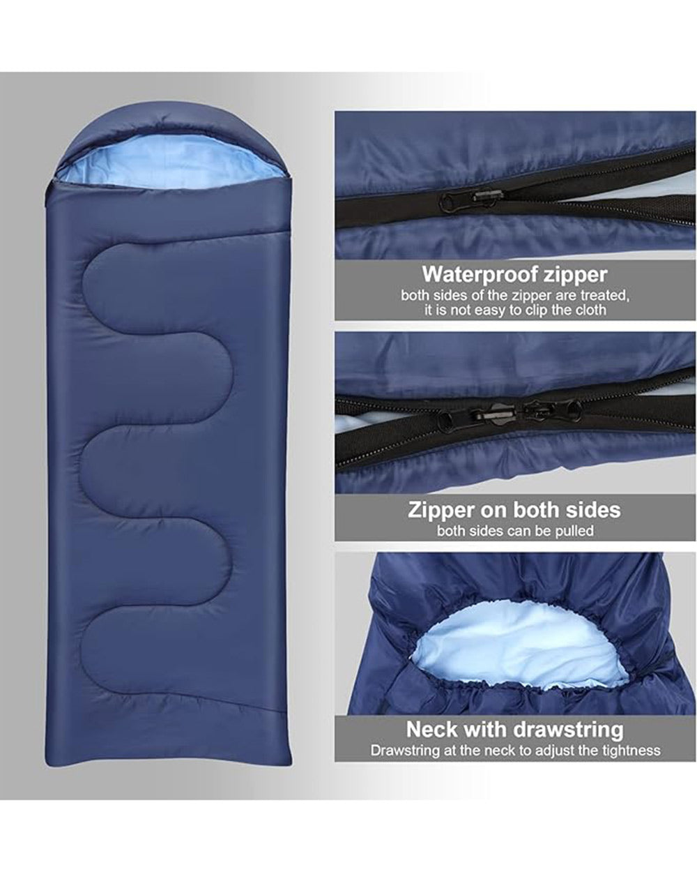 Bluever Lightweight Sleeping Bag 220 x 80cm Blue
