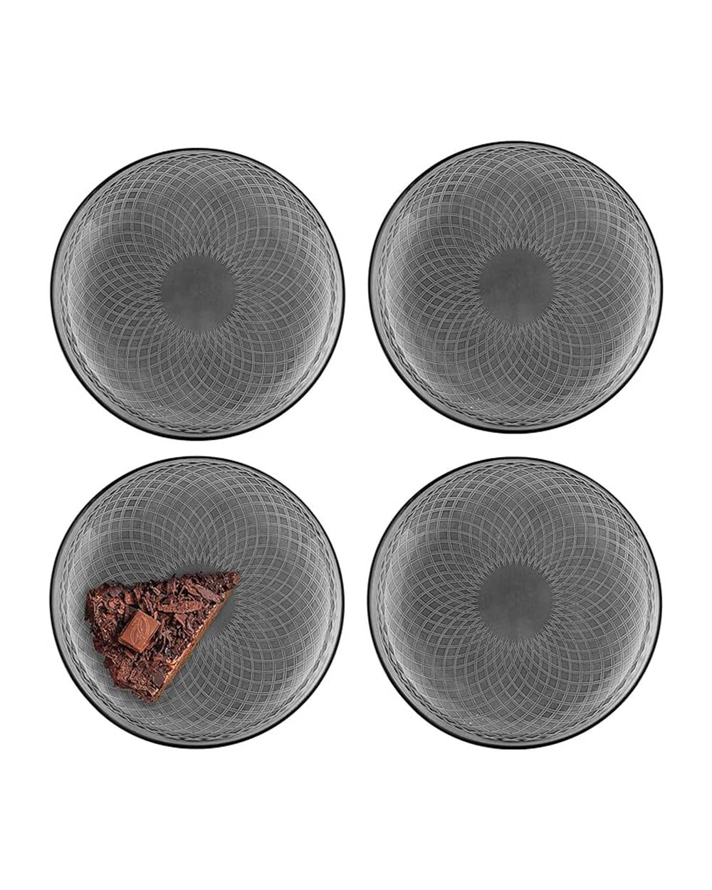 TREND FOR HOME Set of 4 Dessert Plates Alisse Smoky 17.4cm on a white background