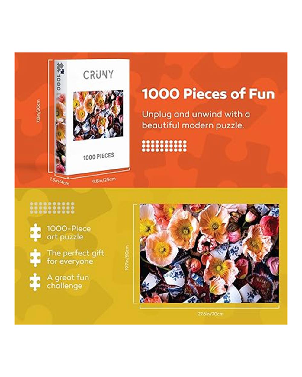 CRUNY 1000 Piece Poppies Jigsaw Puzzle for Adults