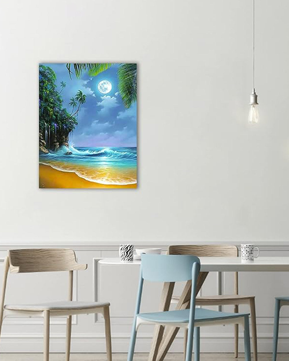 TONZOM Paint By Numbers Moon Beach Oil Painting