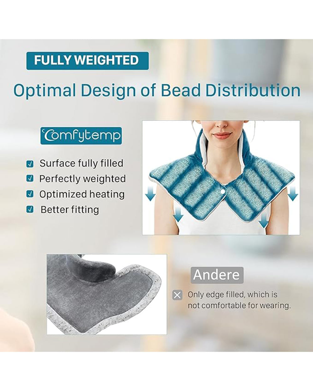 Comfytemp Weighted Neck and Shoulder Heat Pad Blue