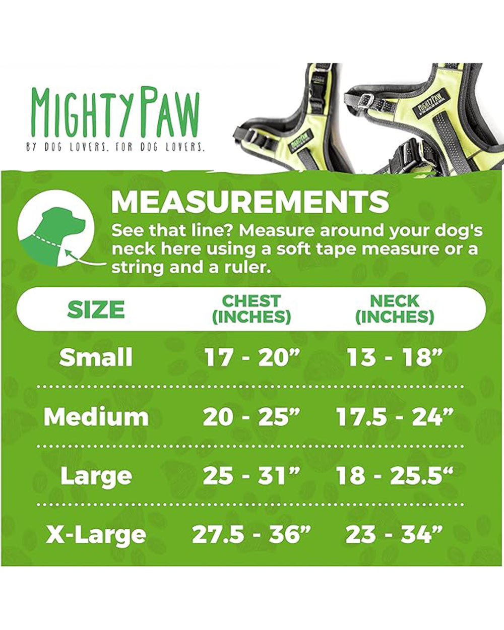 Mighty Paws Dog Harness Padded Sports Green XL