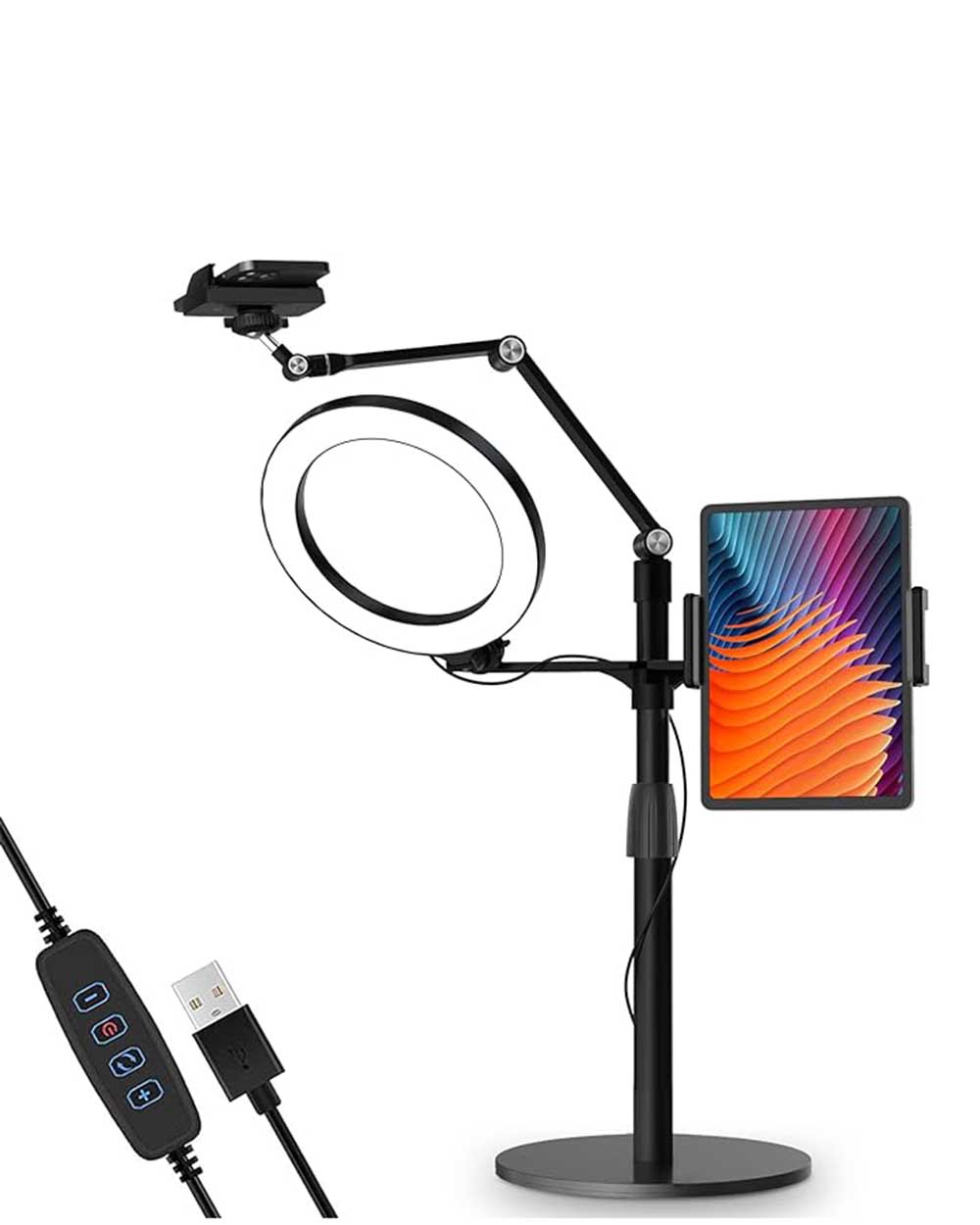 VIOZON Selfie Desktop Overhead Live Stand LED Ring