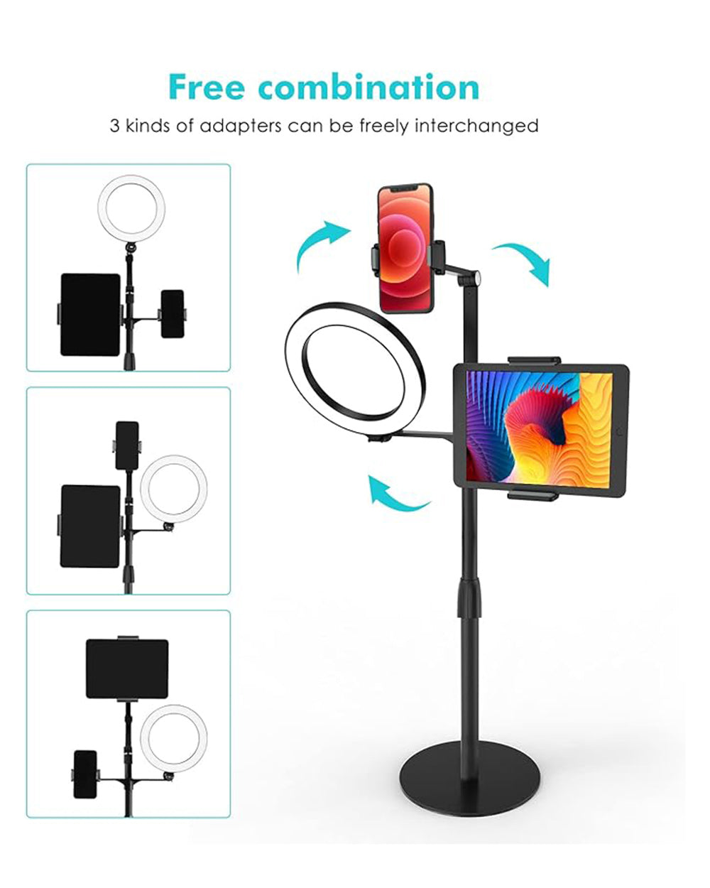VIOZON Selfie Desktop Overhead Live Stand LED Ring