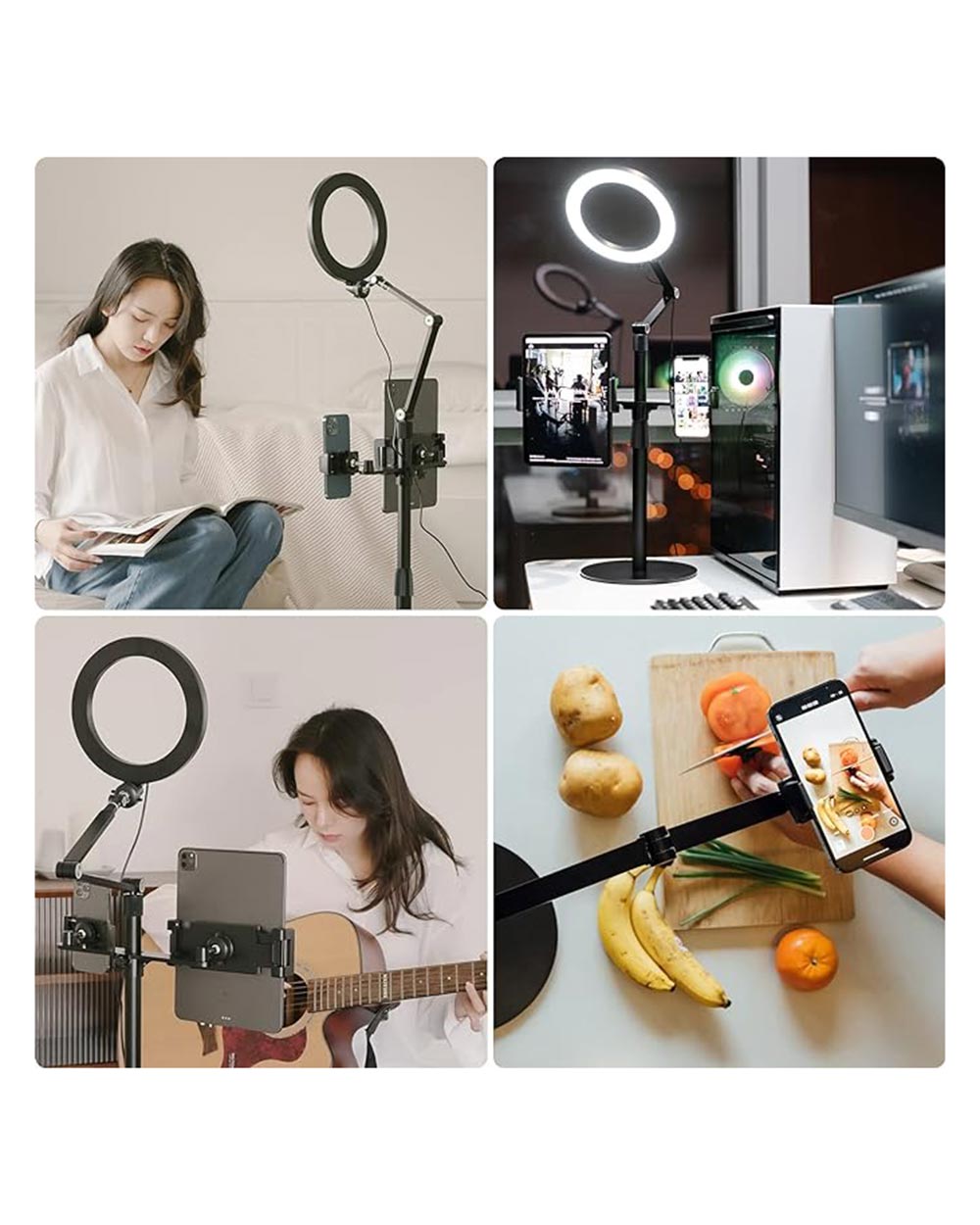 VIOZON Selfie Desktop Overhead Live Stand LED Ring