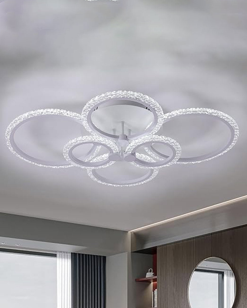 GreeLustr Cool White LED 6 Rings Ceiling  Light Chandelier
