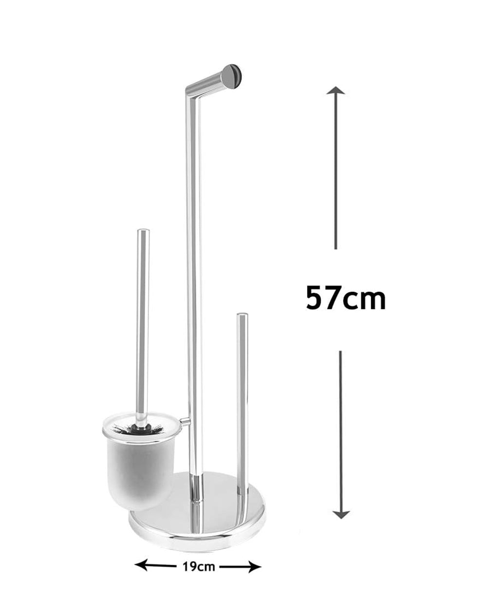 Freestanding Toilet Roll Holder &  Brush Stainless Steel Chrome