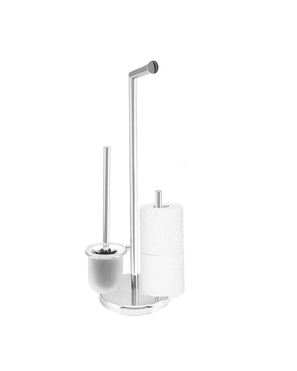 Freestanding Toilet Roll Holder &  Brush Stainless Steel Chrome