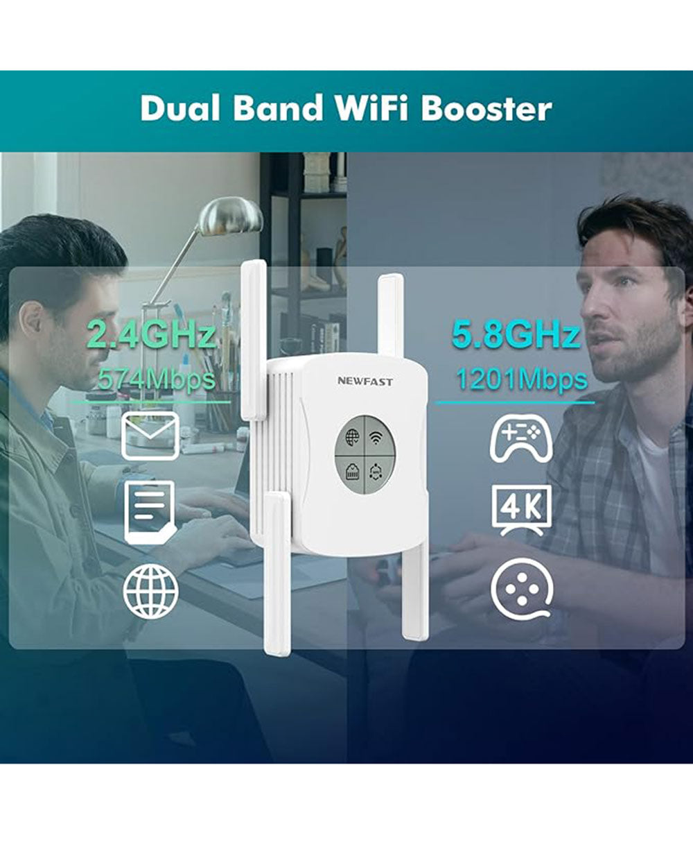 Newfast Wifi 6 Range Extender Dual Band Booster 5 Modes