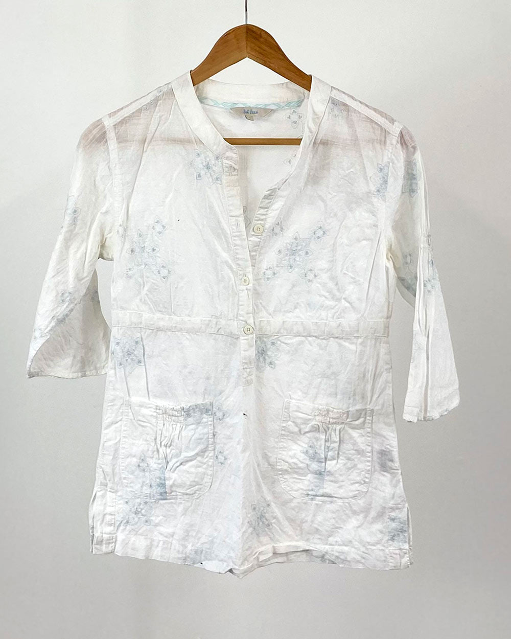 Fat Face White Embroidery Blouse Size 8