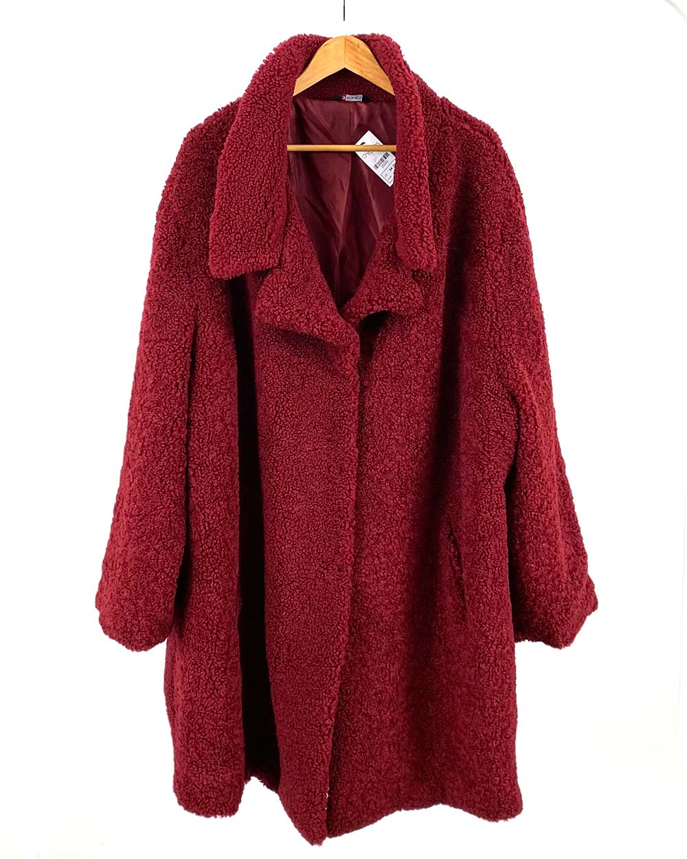 Yours Clothing Red Teddy Bear Coat UK 34-36