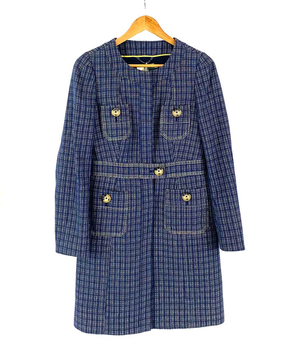 Boden Blue Fitted Coat UK 12
