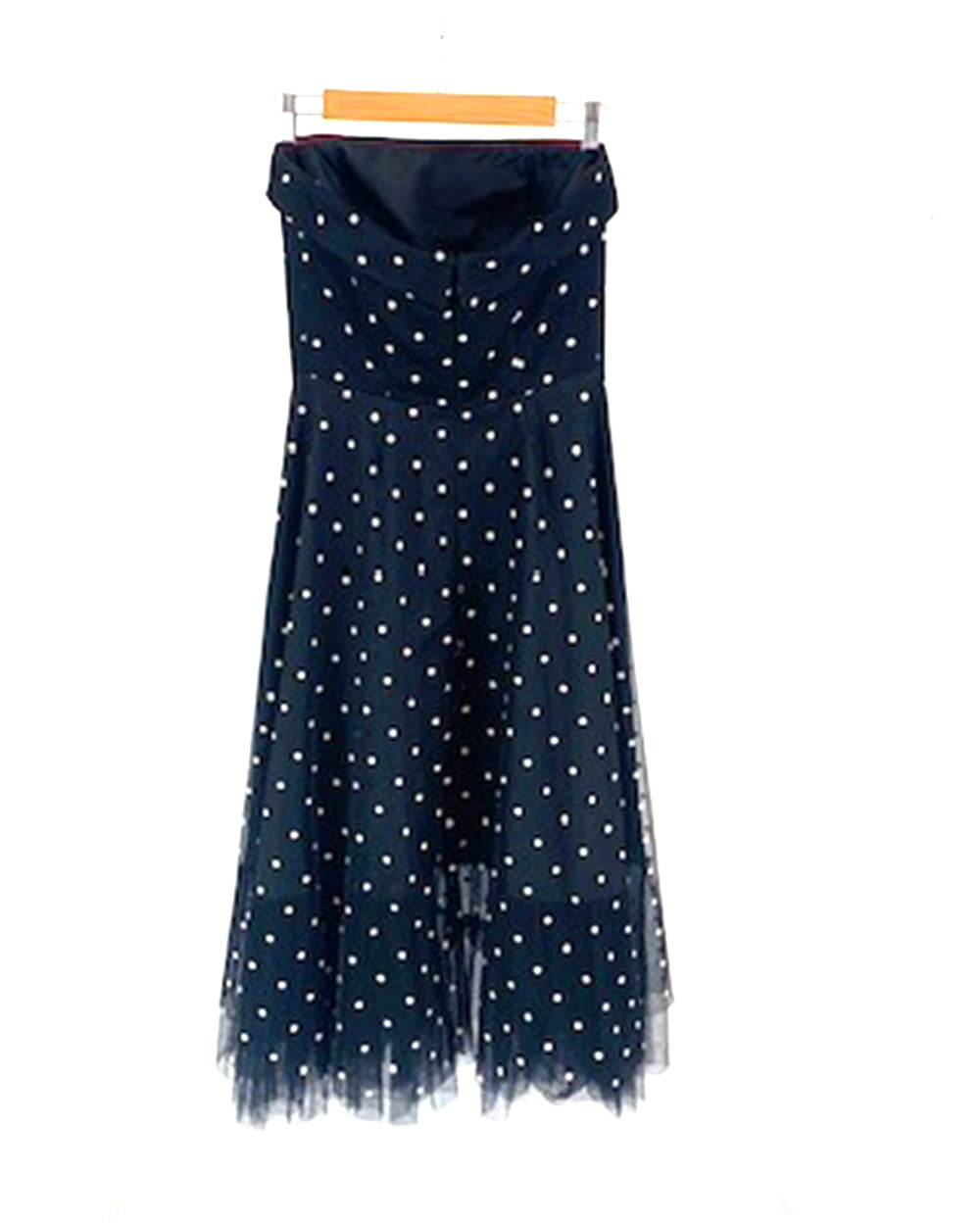 Black Polka Dot Strapless Dress