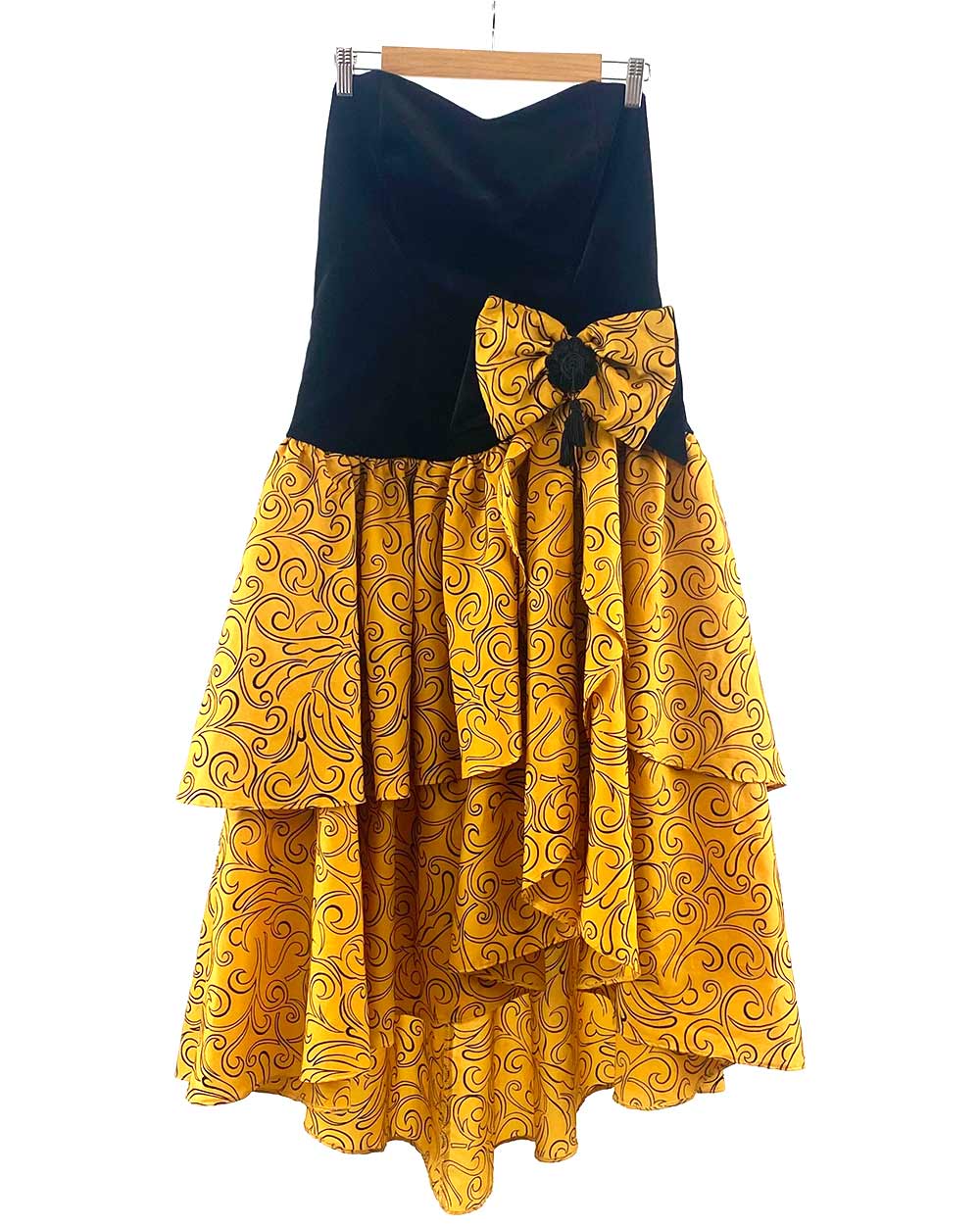 Vintage 1980s Patterned Strapless Dress