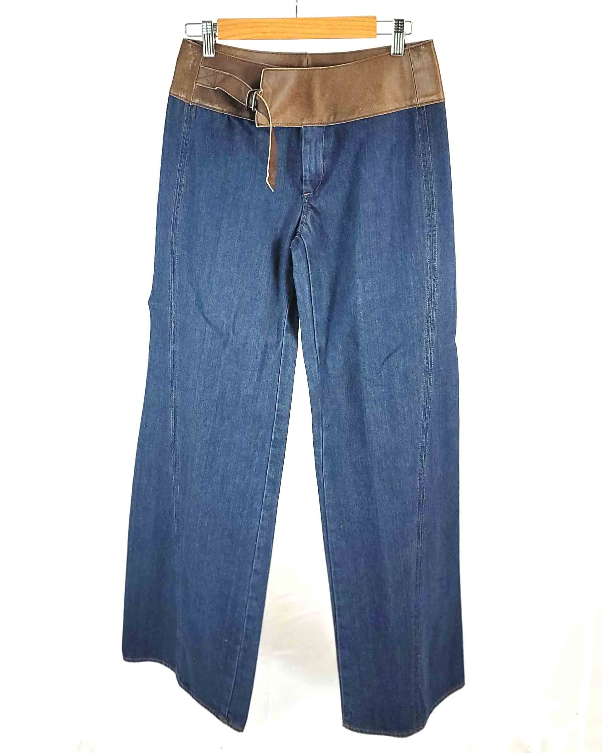 Womens Calvin Klein Blue Jeans with Brown Waist W28