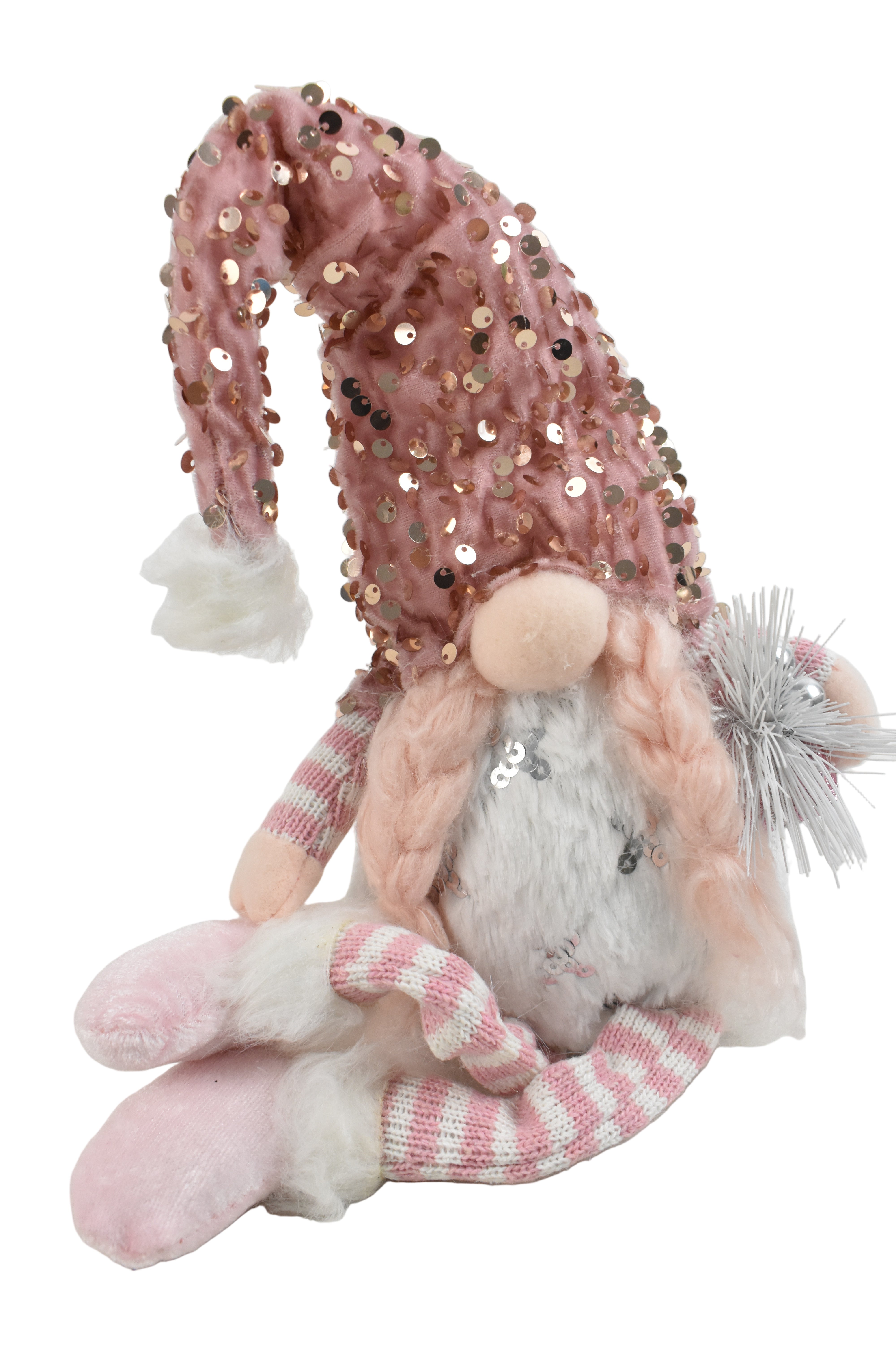 Christmas Sitting Gonk With Dangling Legs Plaits Pink 21"