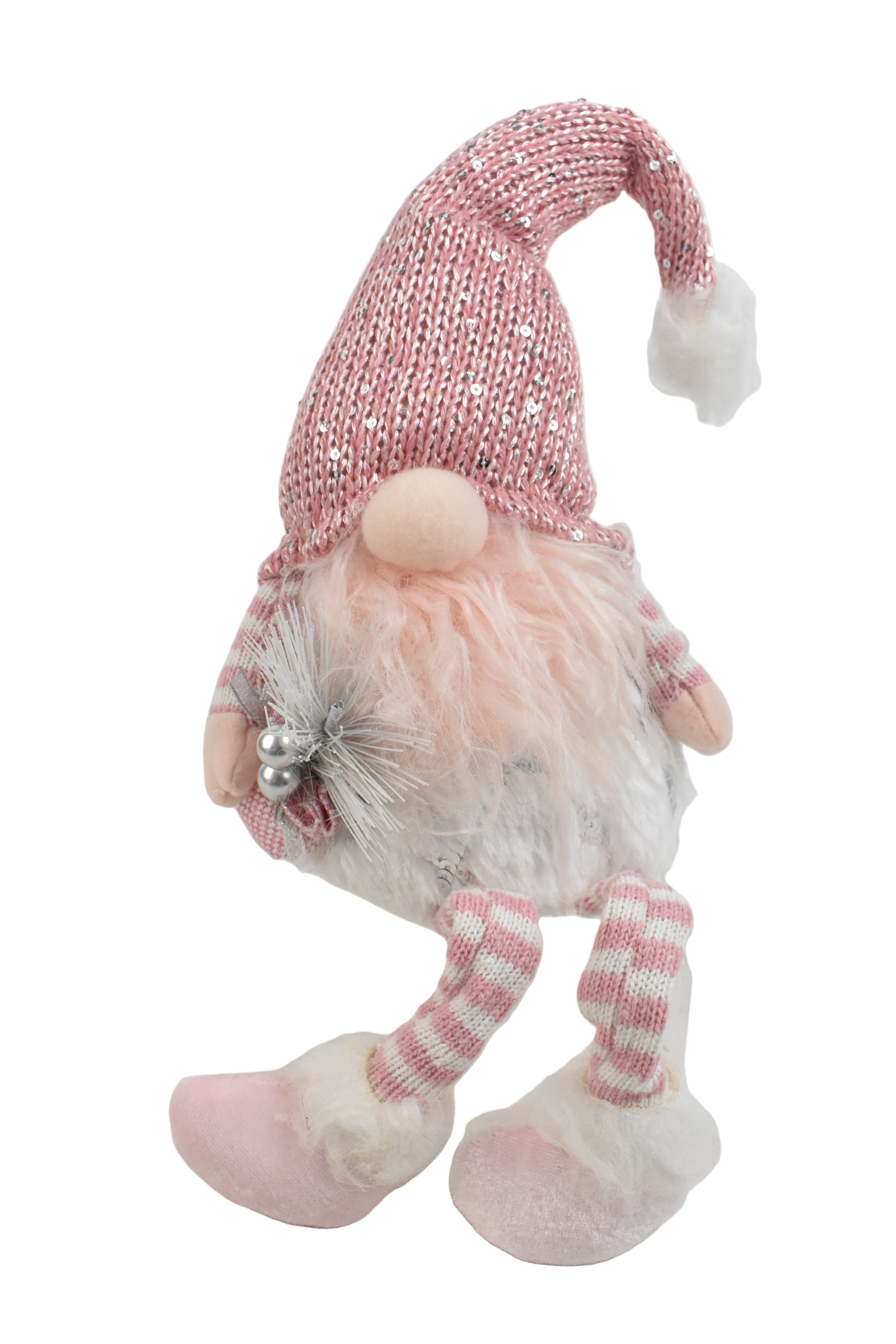 Christmas Sitting Gonk with Dangling Legs Beard Pink 21"