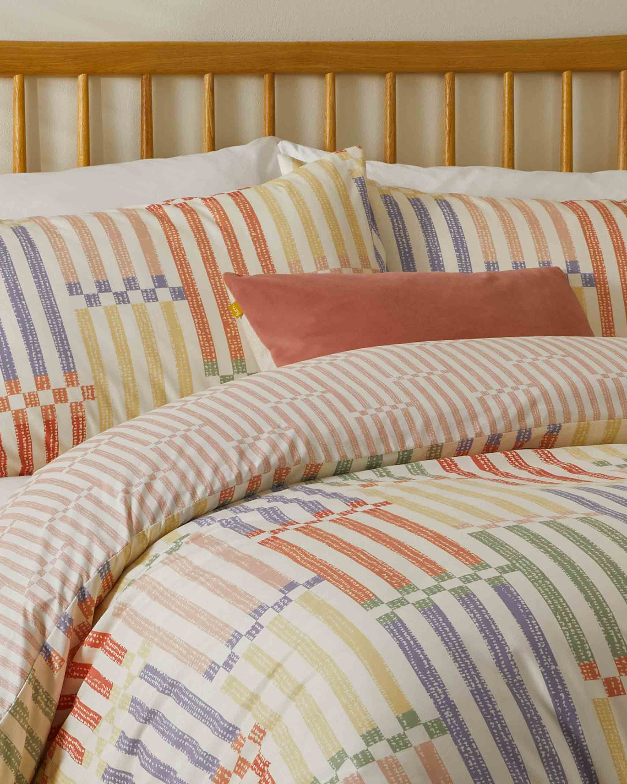 Madison Stripe Duvet Set Single Double King Apricot