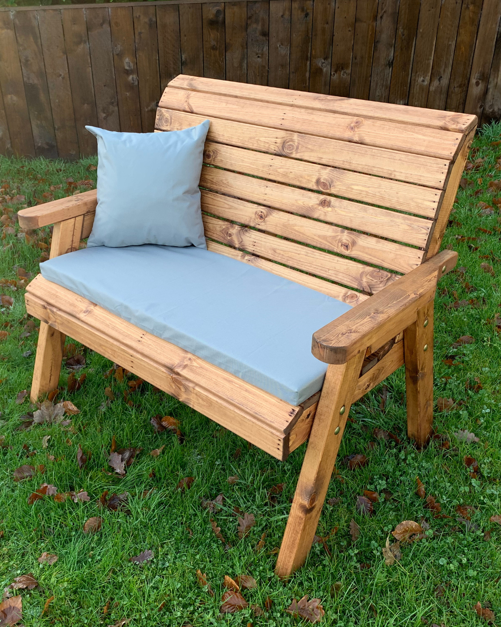 Charles Taylor Two Seater Bench with Grey Cushions HB19GR