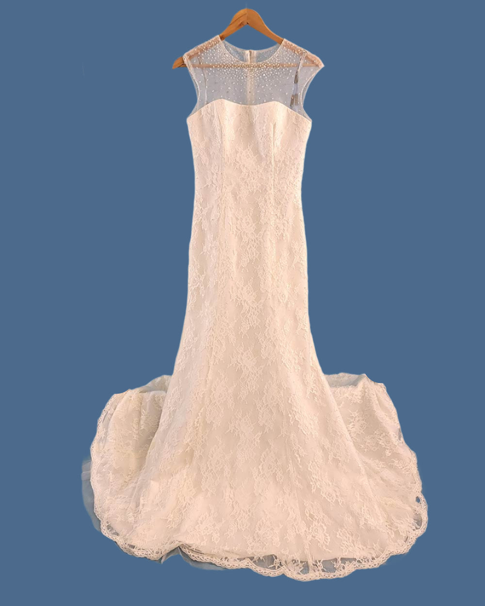 Hilary Morgan Ivory Illusion Lace Wedding Dress Size 10
