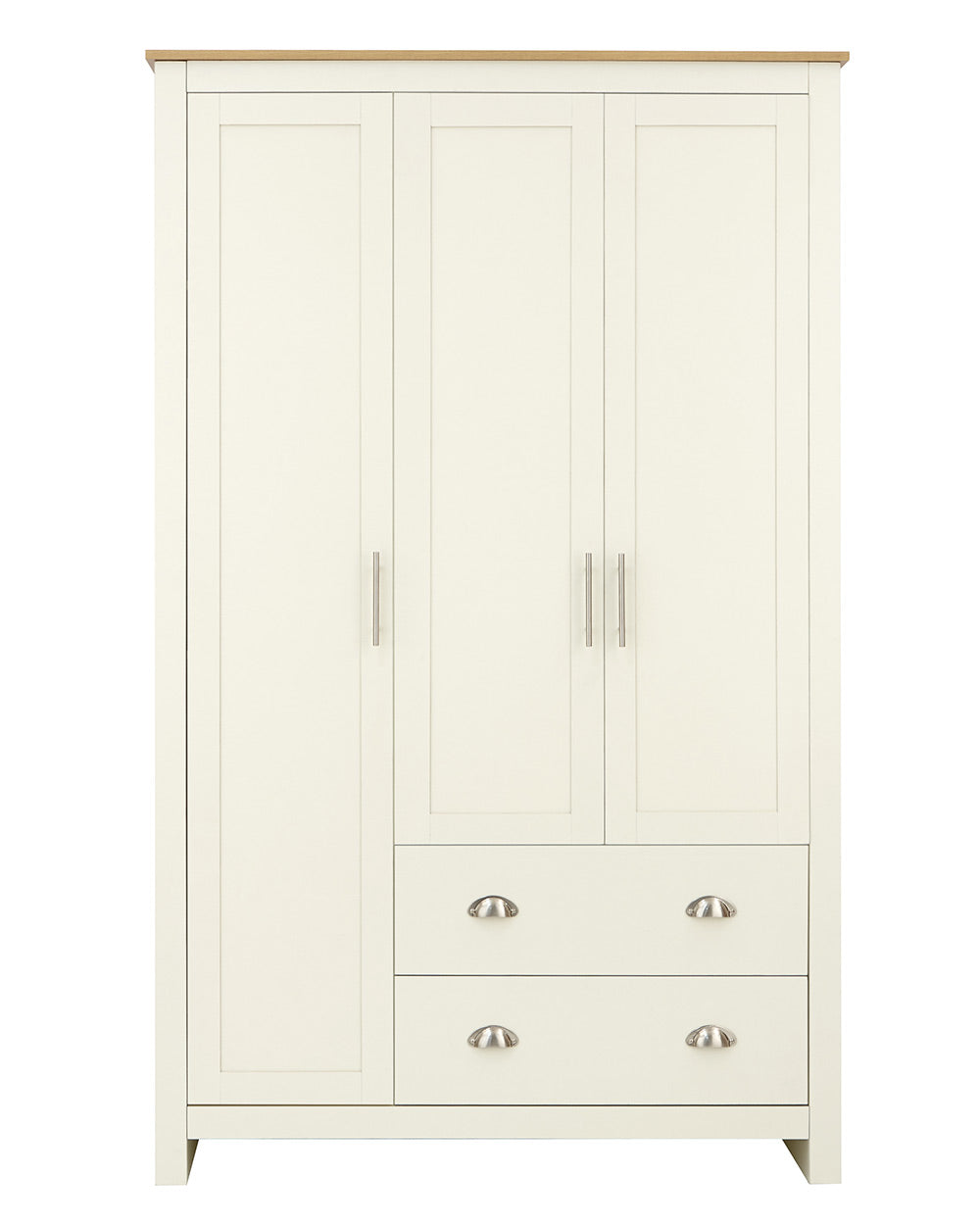 Lancaster 3 door 2 drawer wardrobe shaker style doors on a white cut out background front facing 
