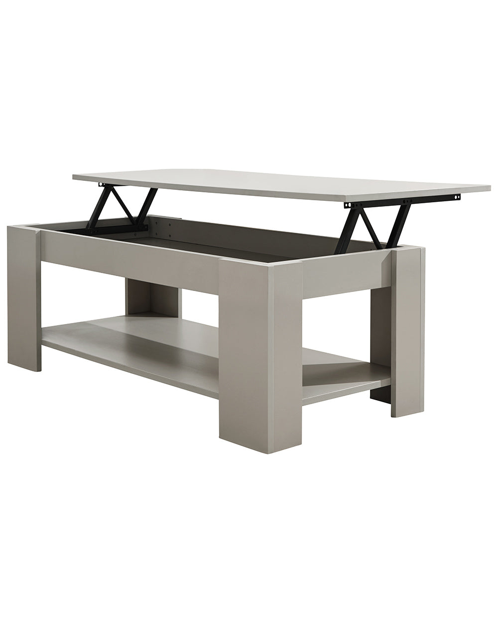 Lift up coffee table in grey on a white background lifted up