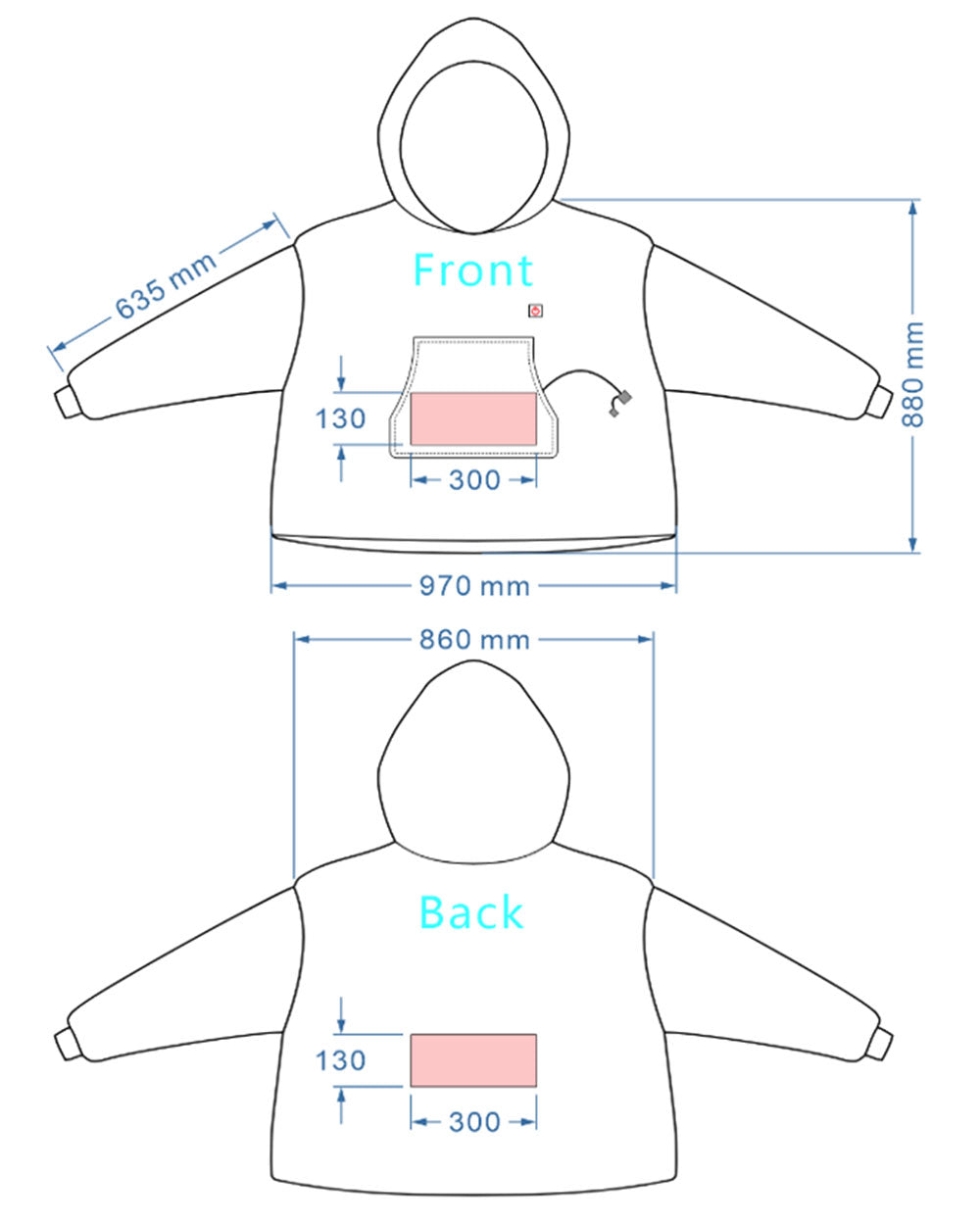 measurements for the hoodie