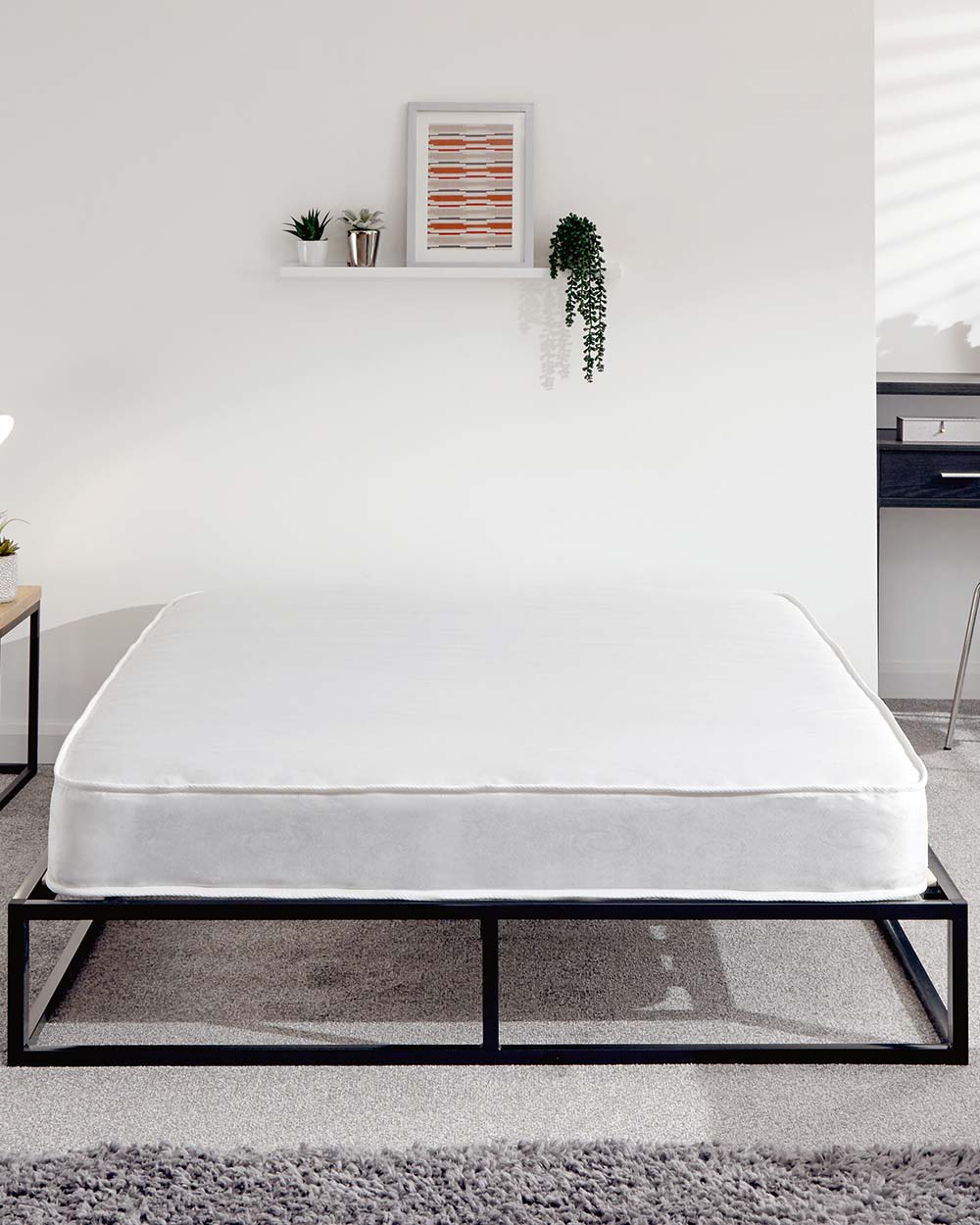 small double bed frame black industrial platform bed lifestyle image