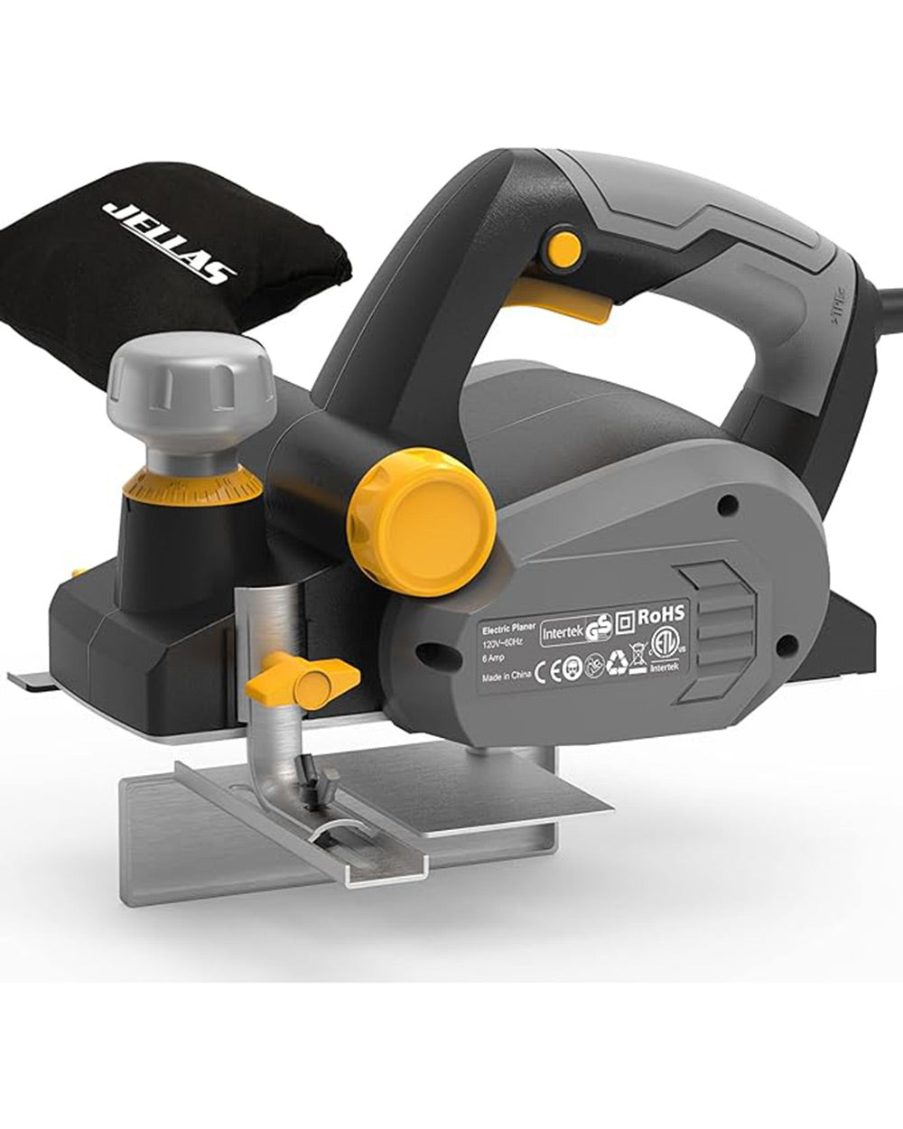 Jellas Electric Hand Planer with 2 Reversible HSS Blades