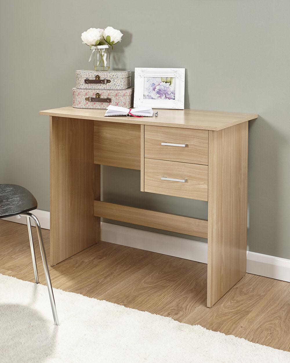 panama oak effect home office desk in a lifestyle image
